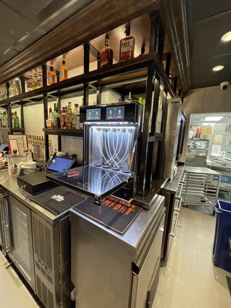 Oliver's Bistro (EN-US) 5 Wine bar with self-pour Enomatic wine dispenser at Mama Ricotta's in Charlotte