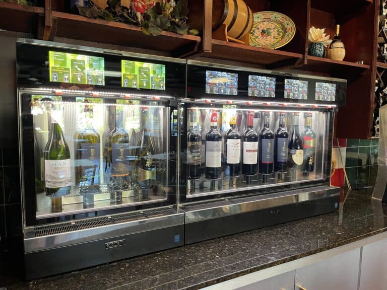 Oliver's Bistro (EN-US) 4 Wine bar with self-pour Enomatic wine dispensers at Mamma Mia in Homestead, FL