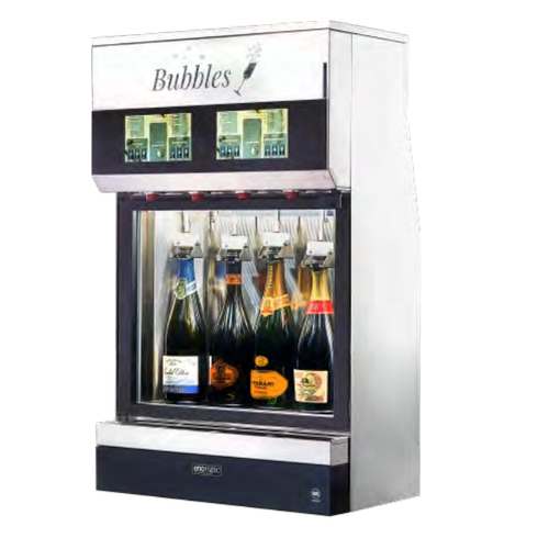 Unica Bubbles sparkling wine dispenser with four bottles