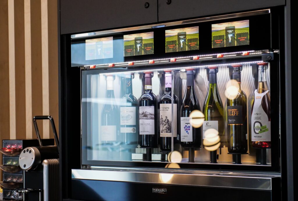 Self-Serve Wine by the Glass: Why Quebec Hotels Lead the Way 4 Enomatic self-serve wine dispenser at Le Saint-Germain hotel in Rimouski